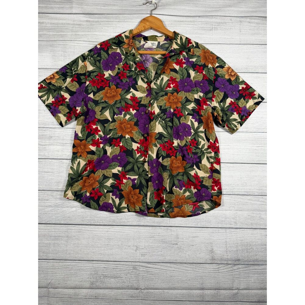 Vintage Cristin Stevens Women’s Large Floral Button Down Blouse Shirt 4189